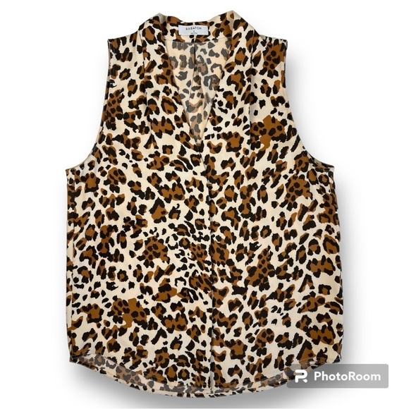 Aritzia Babaton Animal Print Akira Blouse Sleeveless Brown Sz S - Picture 8 of 17